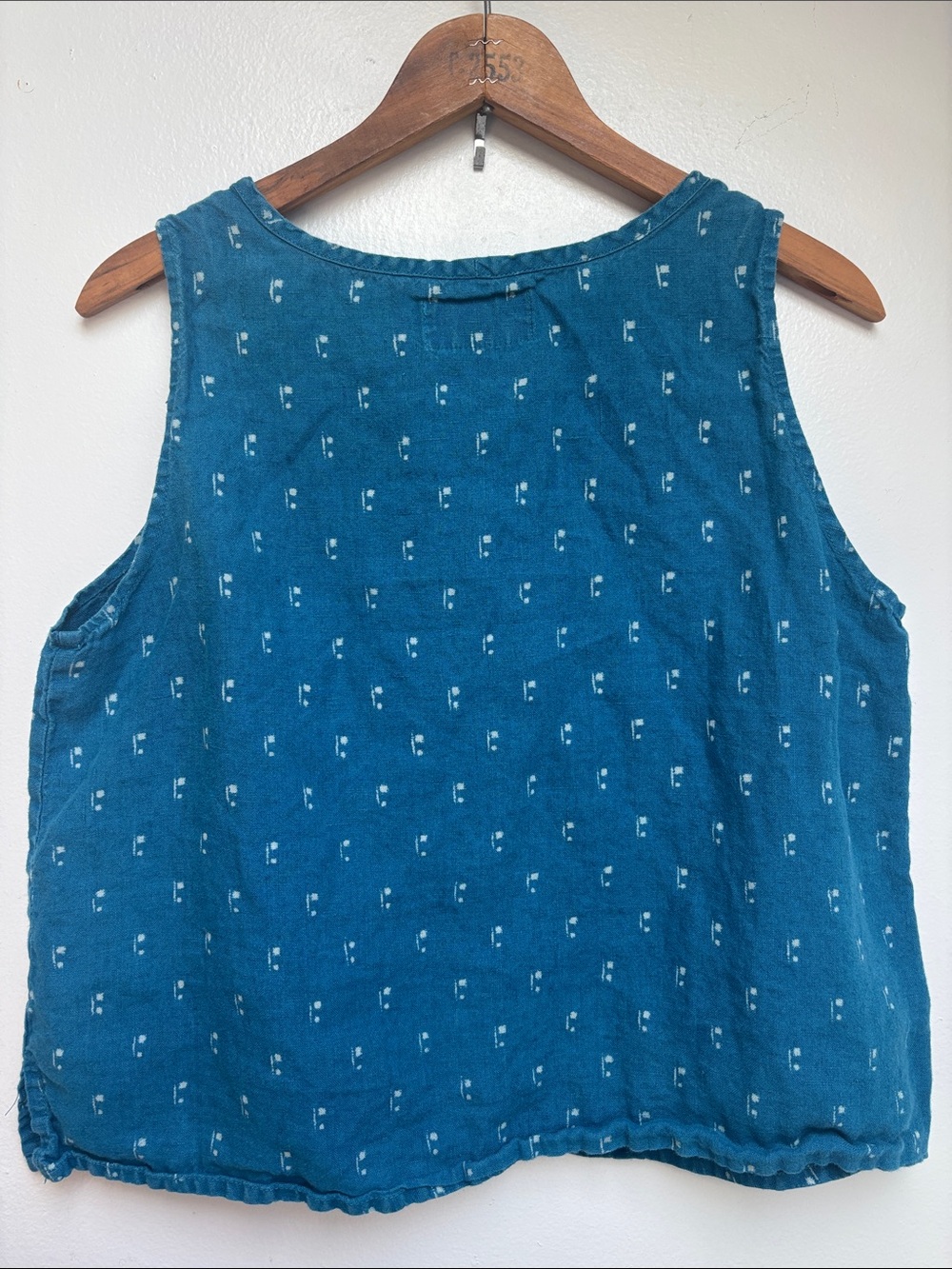 Flax Boxy Blue Linen Tank, S - Picture 2 of 4